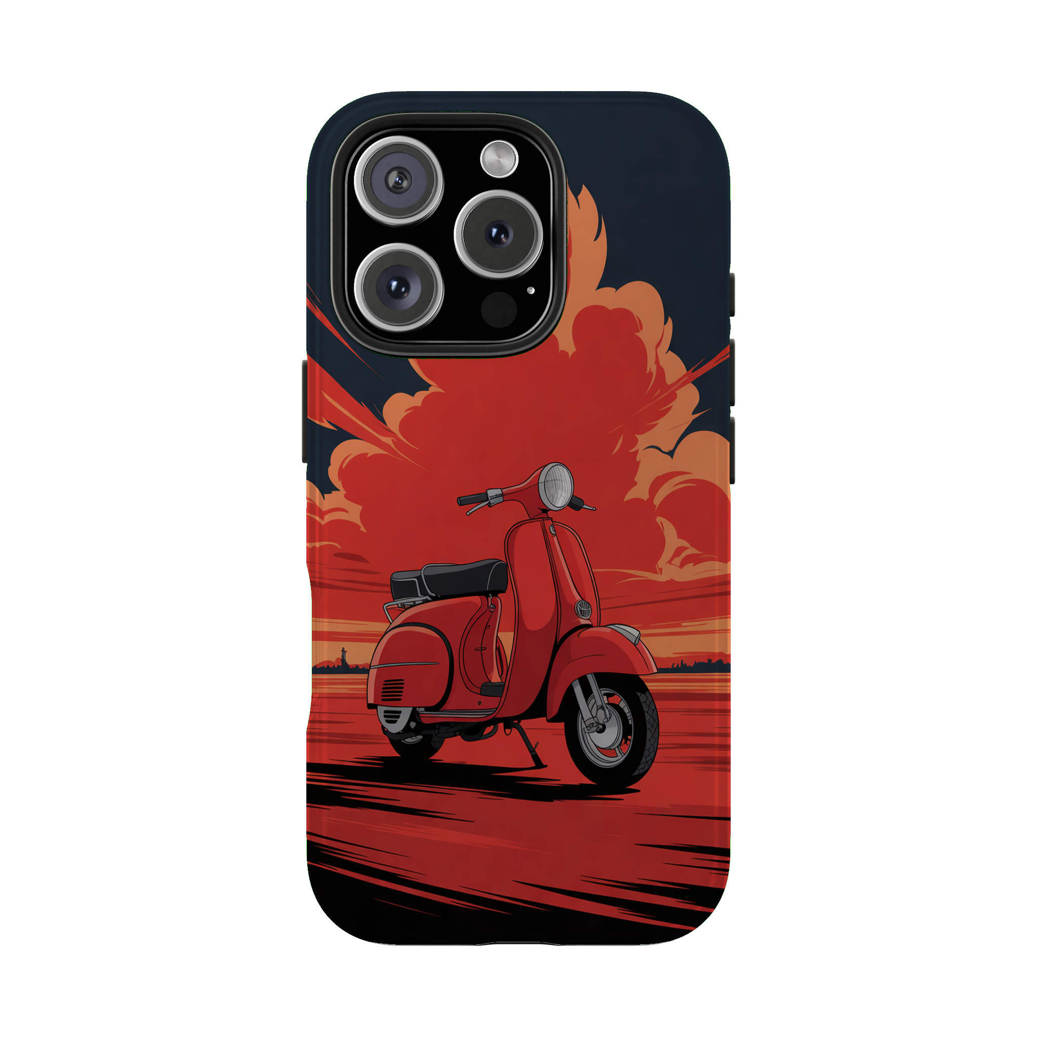 Red Scooter at Sunset, digital phone case preview