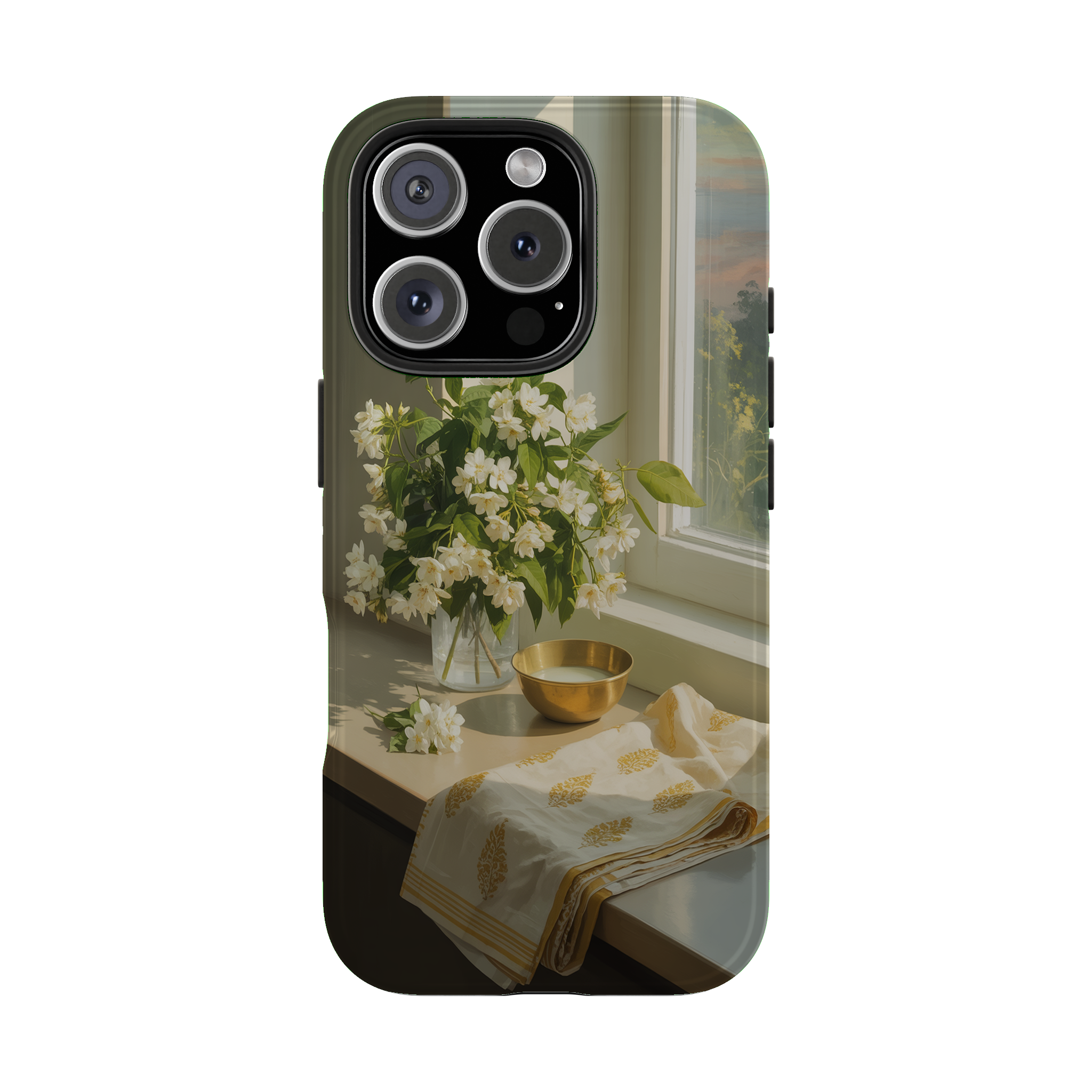 Morning Jasmine and Brass phone case mockup